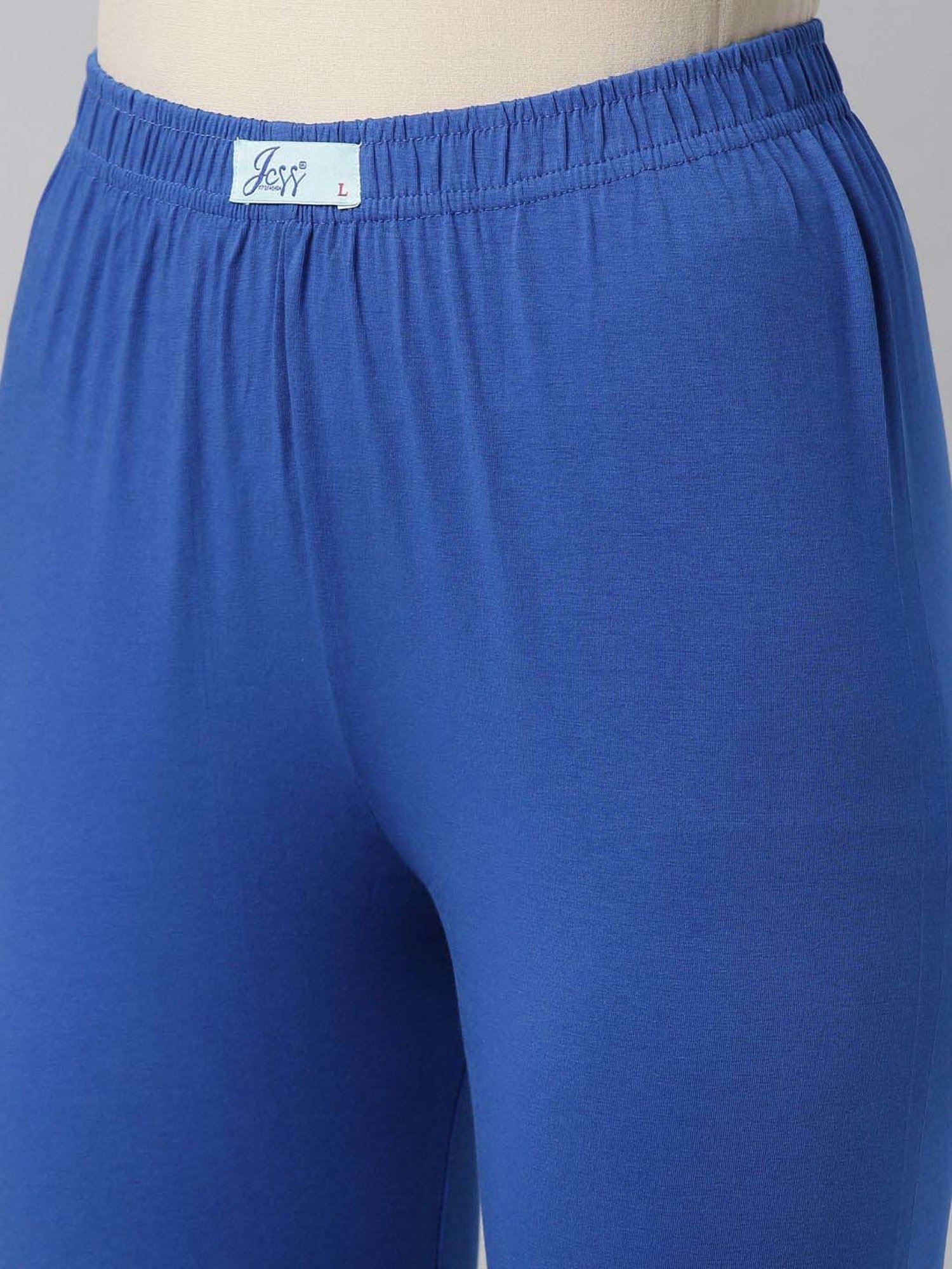 JCSS Blue & Beige Cotton Leggings - Pack Of 2