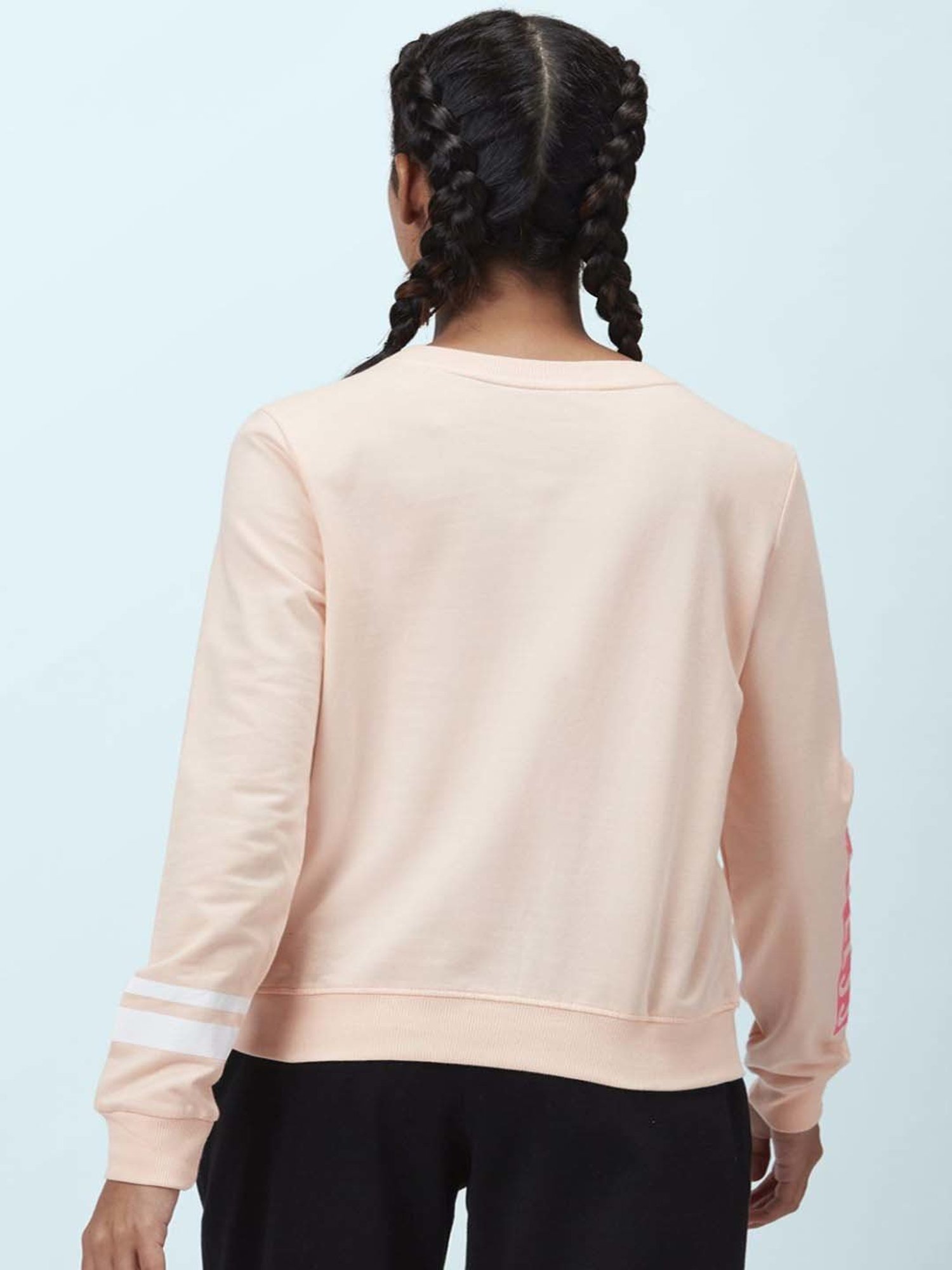 Ajile by Pantaloons Peach Cotton Graphic Print Sports Sweatshirt