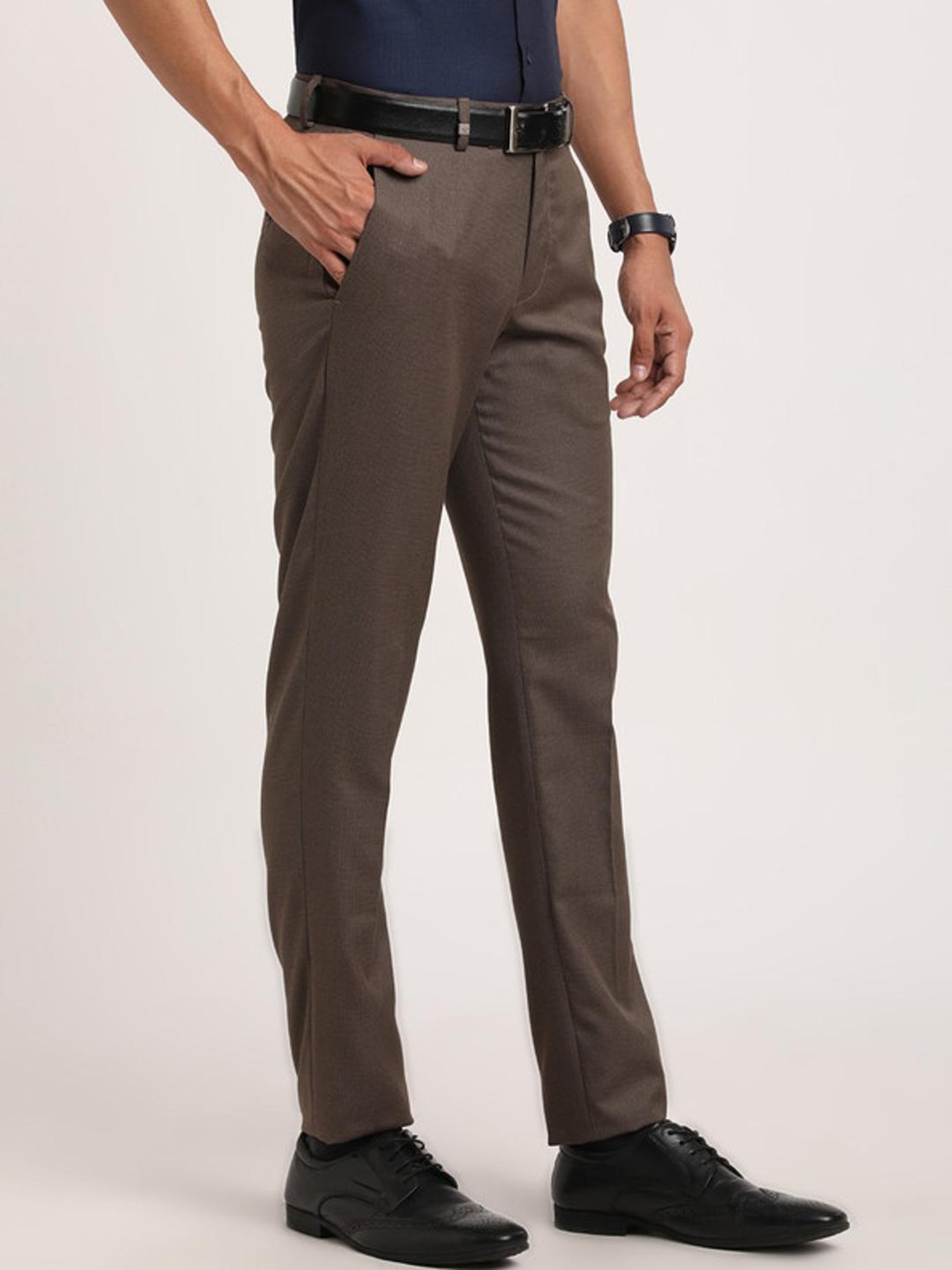 Turtle Brown Ultra Slim Fit Trousers