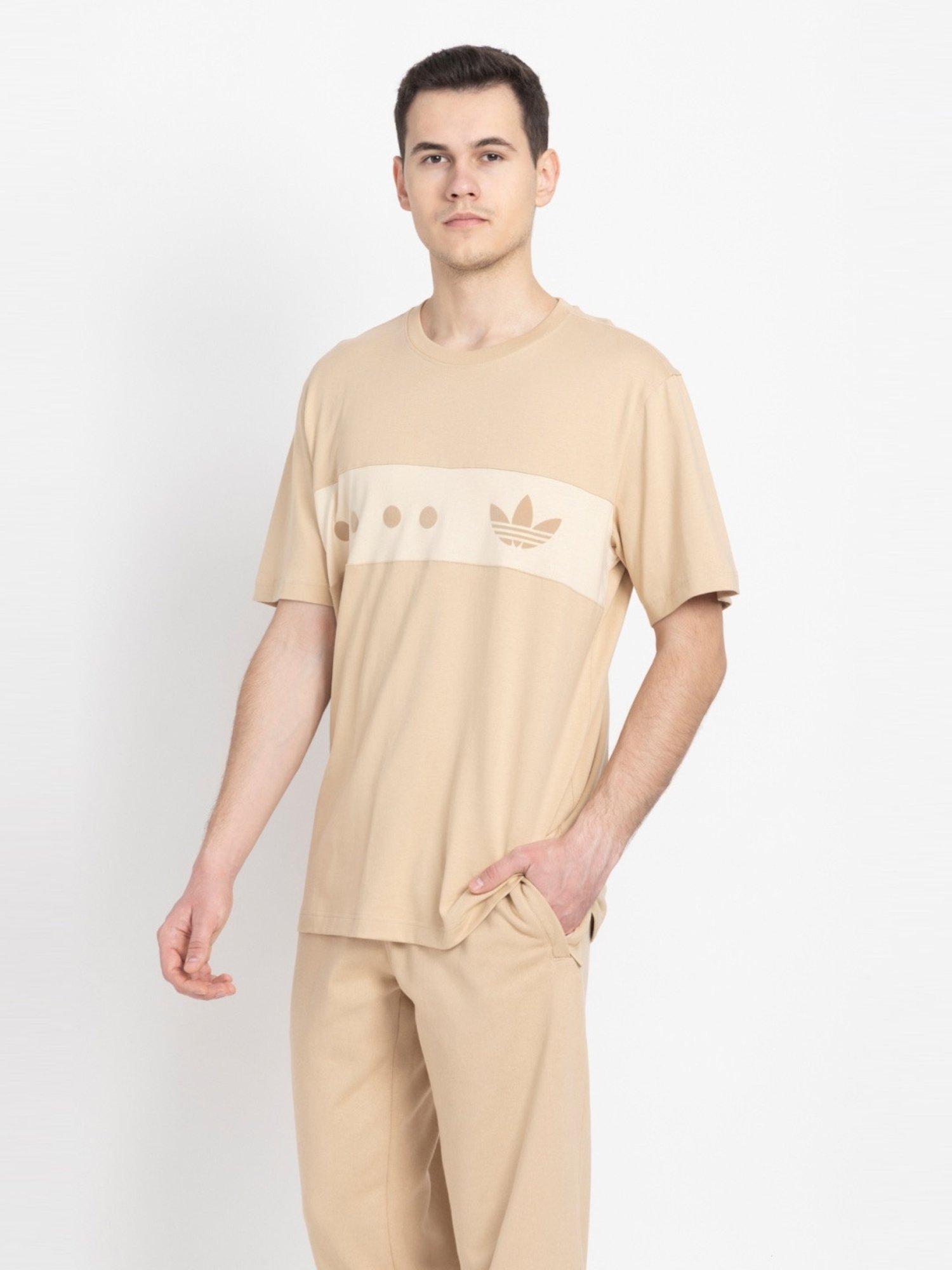 Adidas Originals Beige Regular Fit Printed T-Shirt