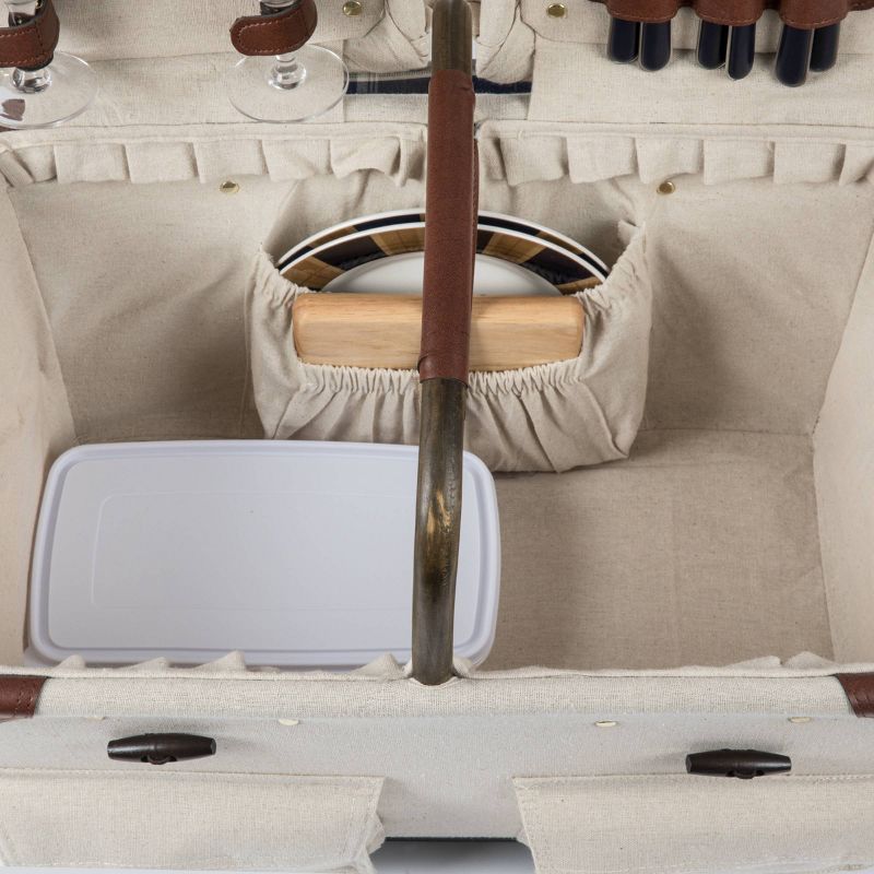 Picnic at Ascot Insulated Picnic Basket/Cooler Fully Equipped with Service for 2 - Trellis Green