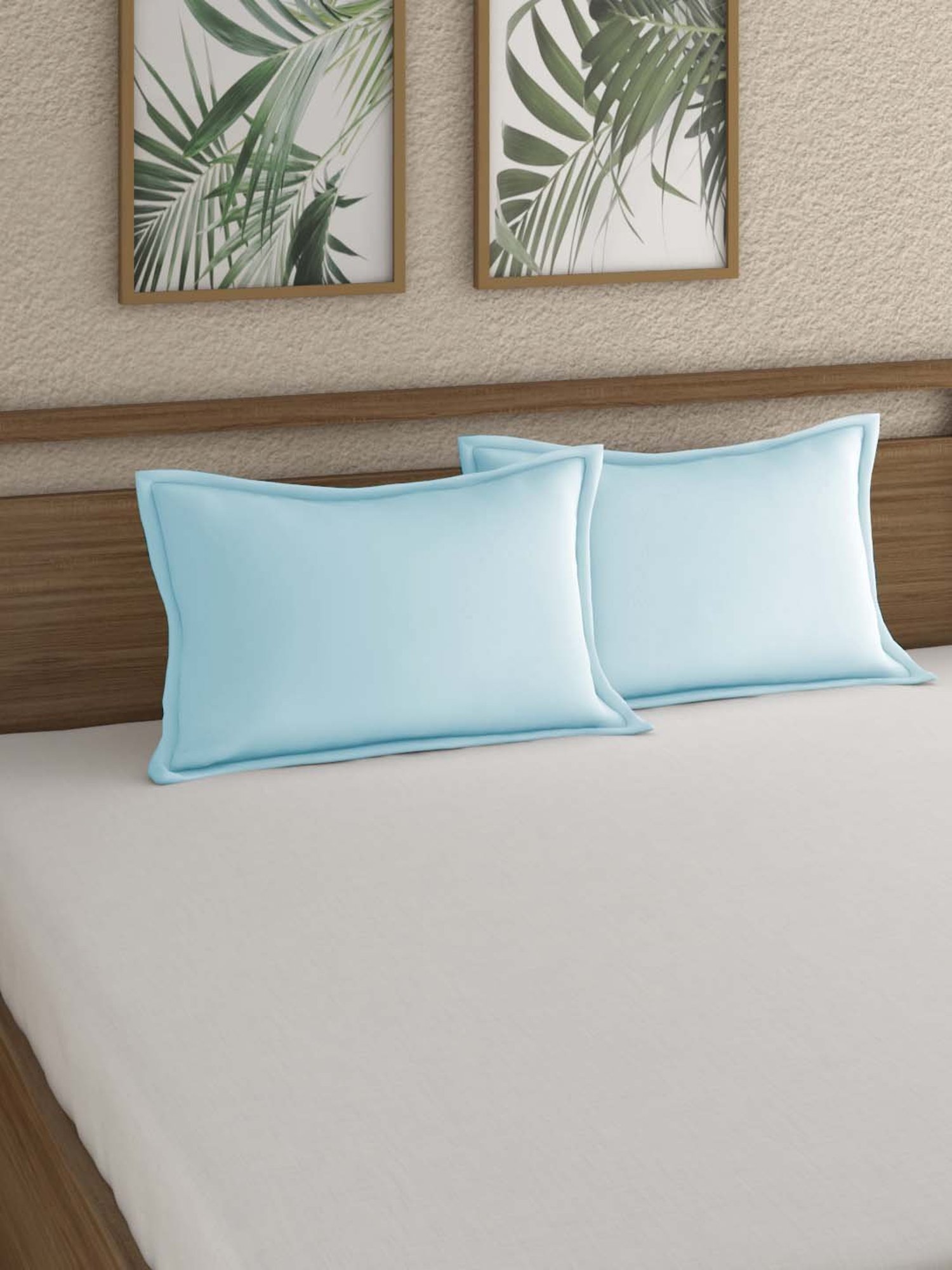 Pizuna 100% Cotton 400 TC Pillow Cover, Standard, Light Blue, 2 Pieces