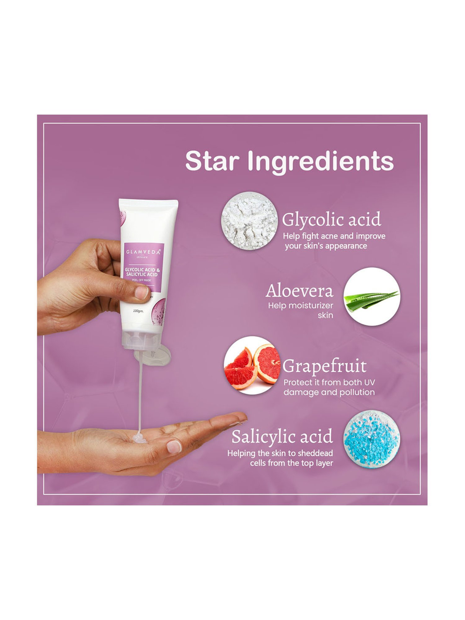 Glamveda Glycolic Acid and Salicylic Acid Peel Off Mask - 100 gm