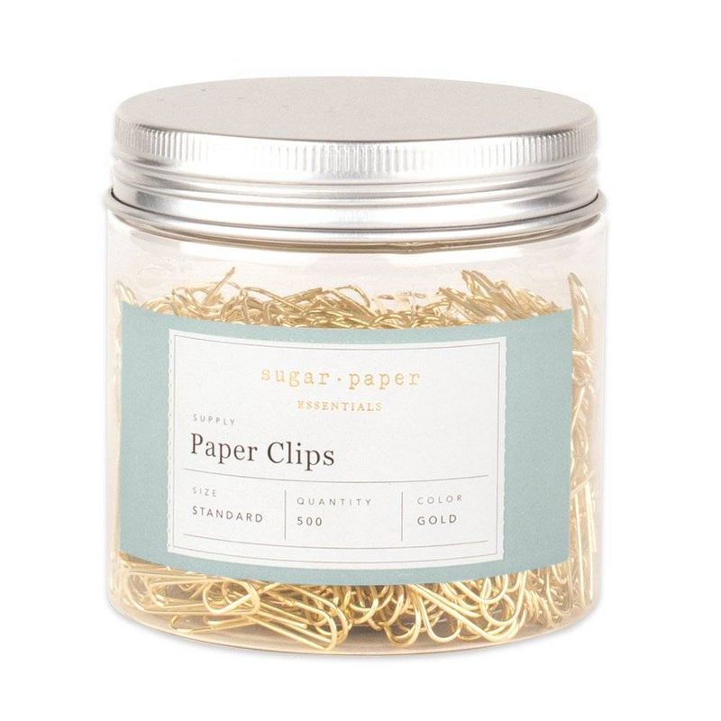 500ct Standard Paper Clips Gold - Sugar Paper™
