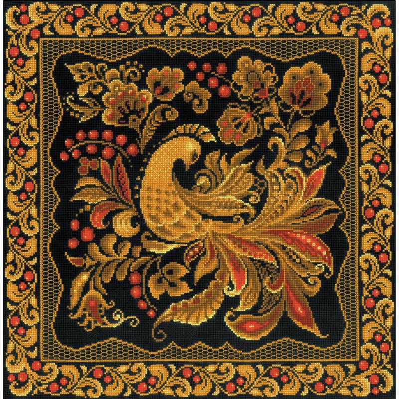 RIOLIS Cushion Counted Cross Stitch Kit 15.75"X15.75"-Khokhloma Painting (14 Count)