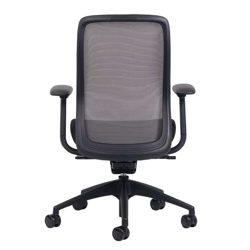Eurotech Vera Ergonomic Executive Office Desk Chair w/ Piano Gray Mesh Back & Black Fabric Seat Cushion, Adjustable Height, Depth, Recline, & Arms