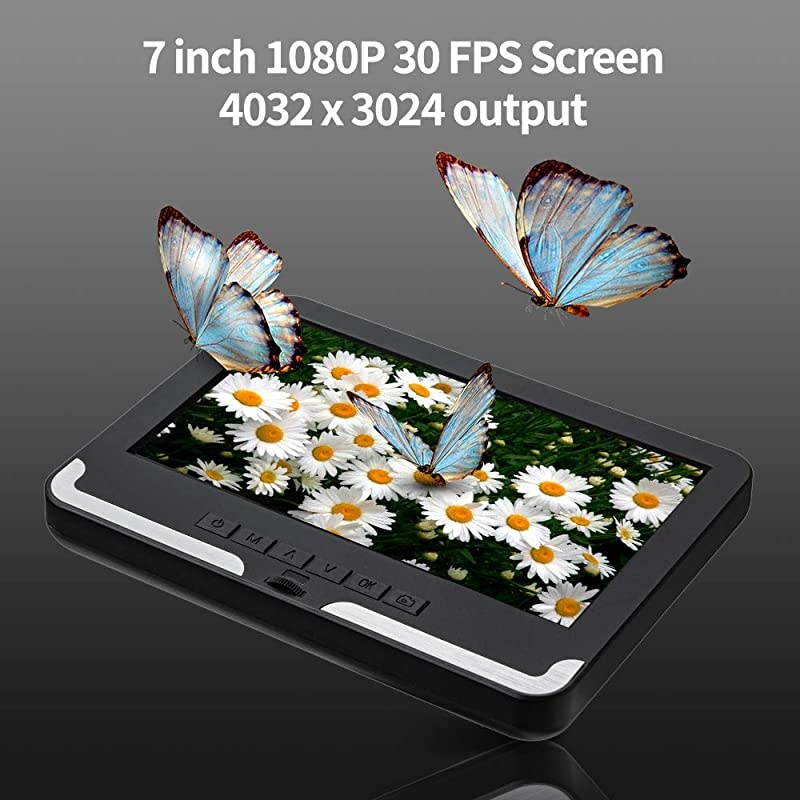 Digital Microscope 7inch 1080P LCD Screen  USB Scope with Camera Video Recorder Magnification Base LED Light for Student Teaching JewelryCoin Observation Circuit Repair 16G SD Card