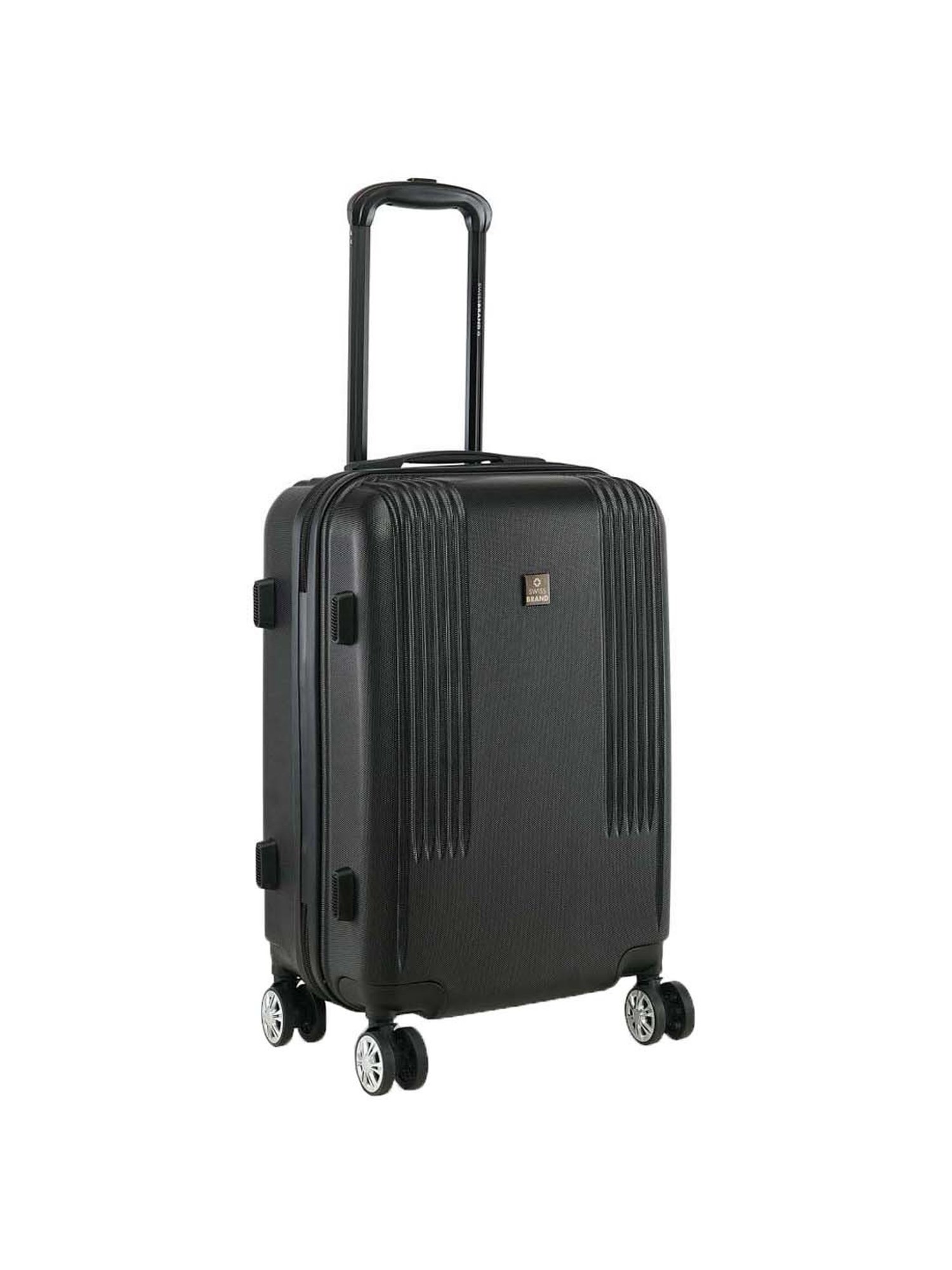 Swiss Brand Sion 2.0 Black Striped Hard Cabin Trolley Bag - 34 cm