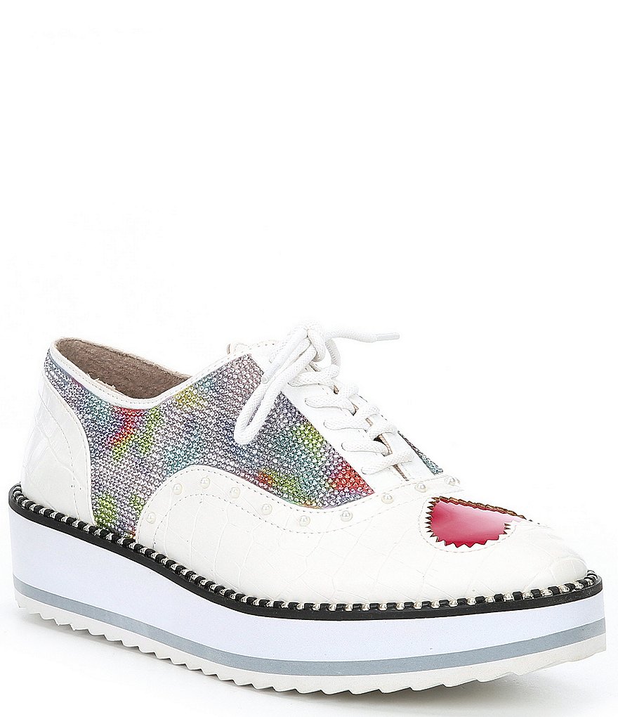 Betsey Johnson Marti Heart Detail Lace-Up Platform Oxford Sneakers