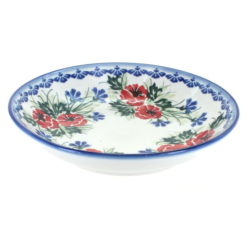 Blue Rose Polish Pottery Cherry Red Bouquet Large Salad Bowl