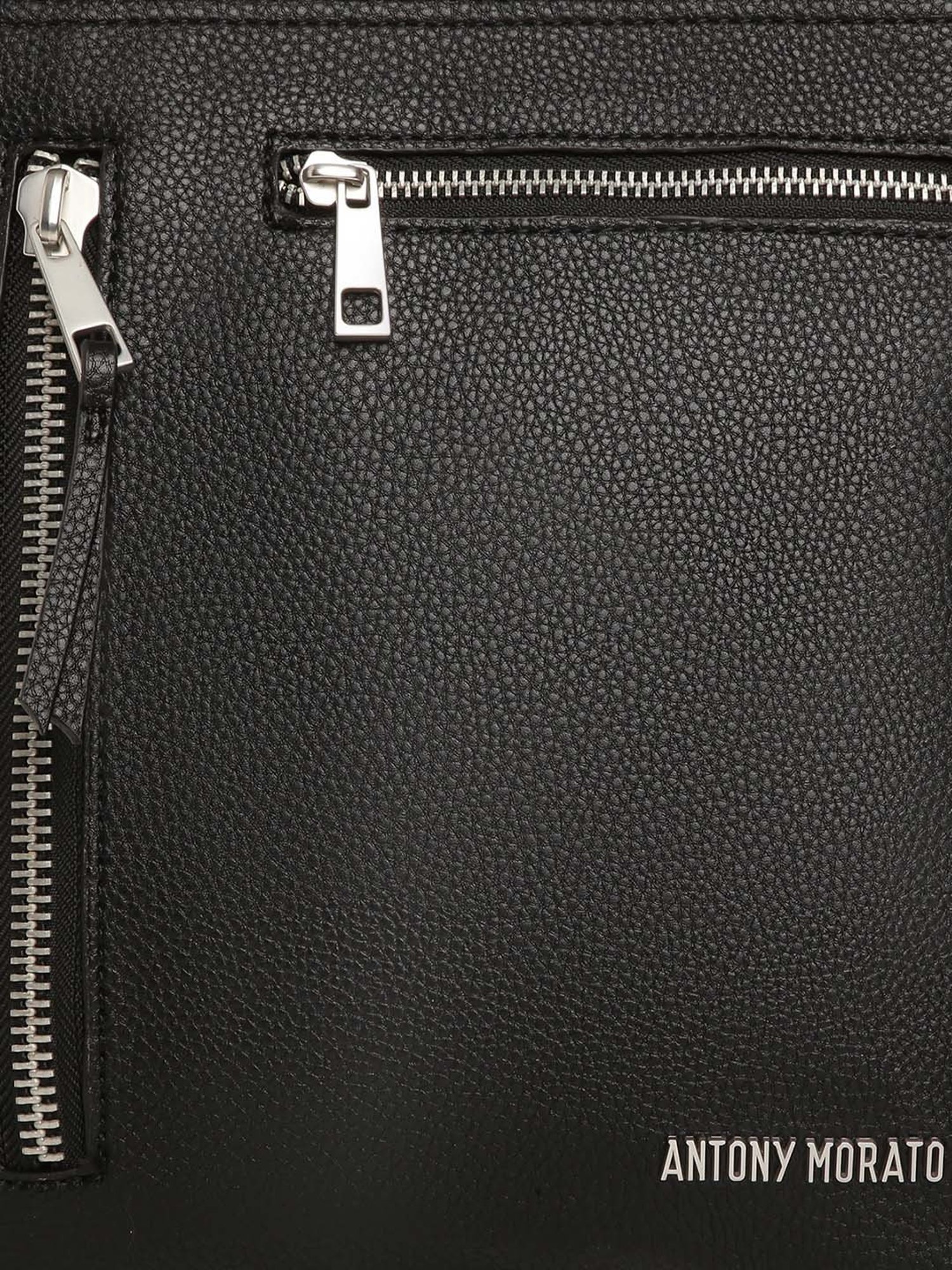 ANTONY MORATO Black Textured Medium Cross Body Bag for Men
