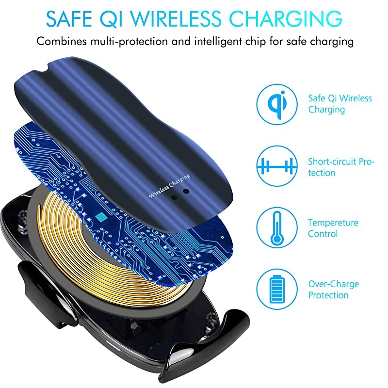 Car Charger 10W AutoClamping Qi Fast Charging Car Mount Charger Air Vent Phone Holder for iPhone 1212 ProSE1111 Pro11 Pro MaxXS Max Galaxy S20S20 PlusNote10 All Smartphone