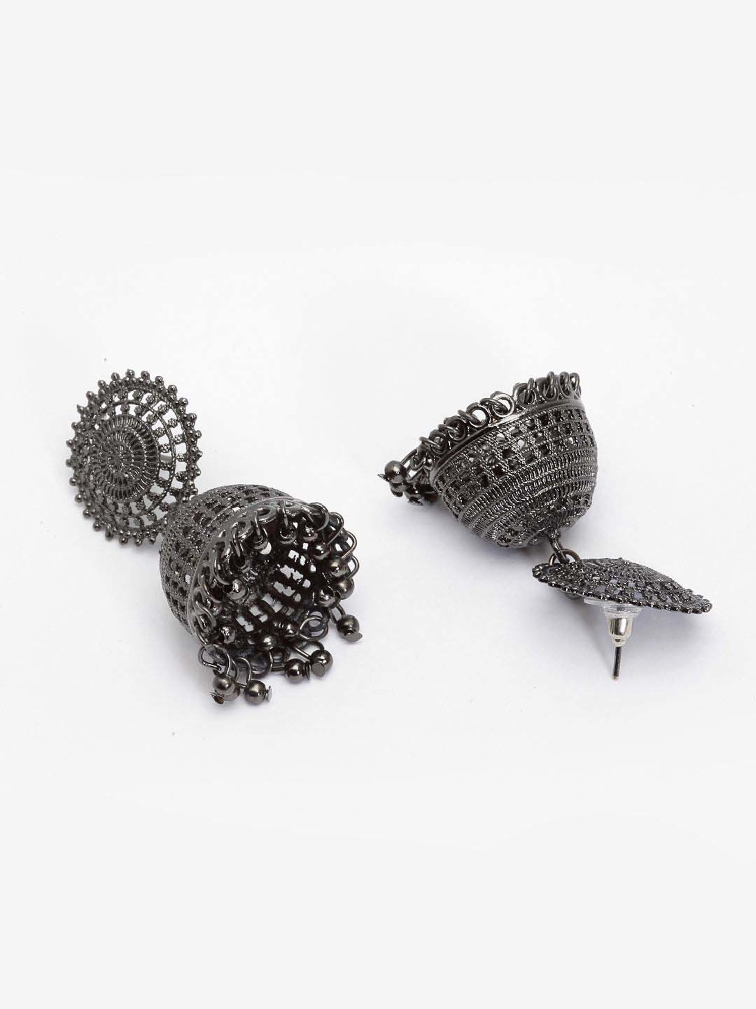 Panash Black Oxidized Dome Shaped Jhumki Earrings