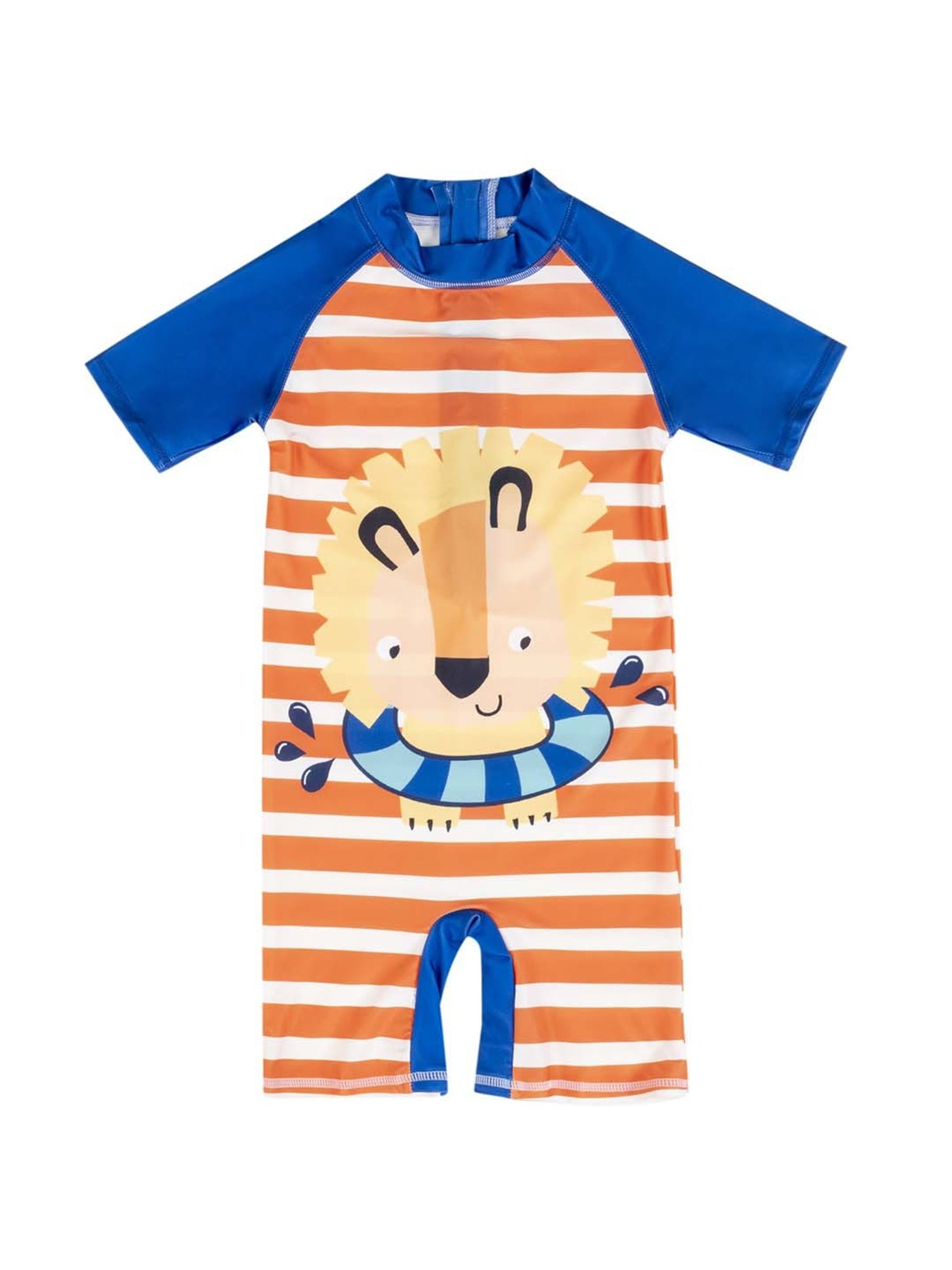 Baby Moo Kids Orange & Blue Printed Swimming Costume