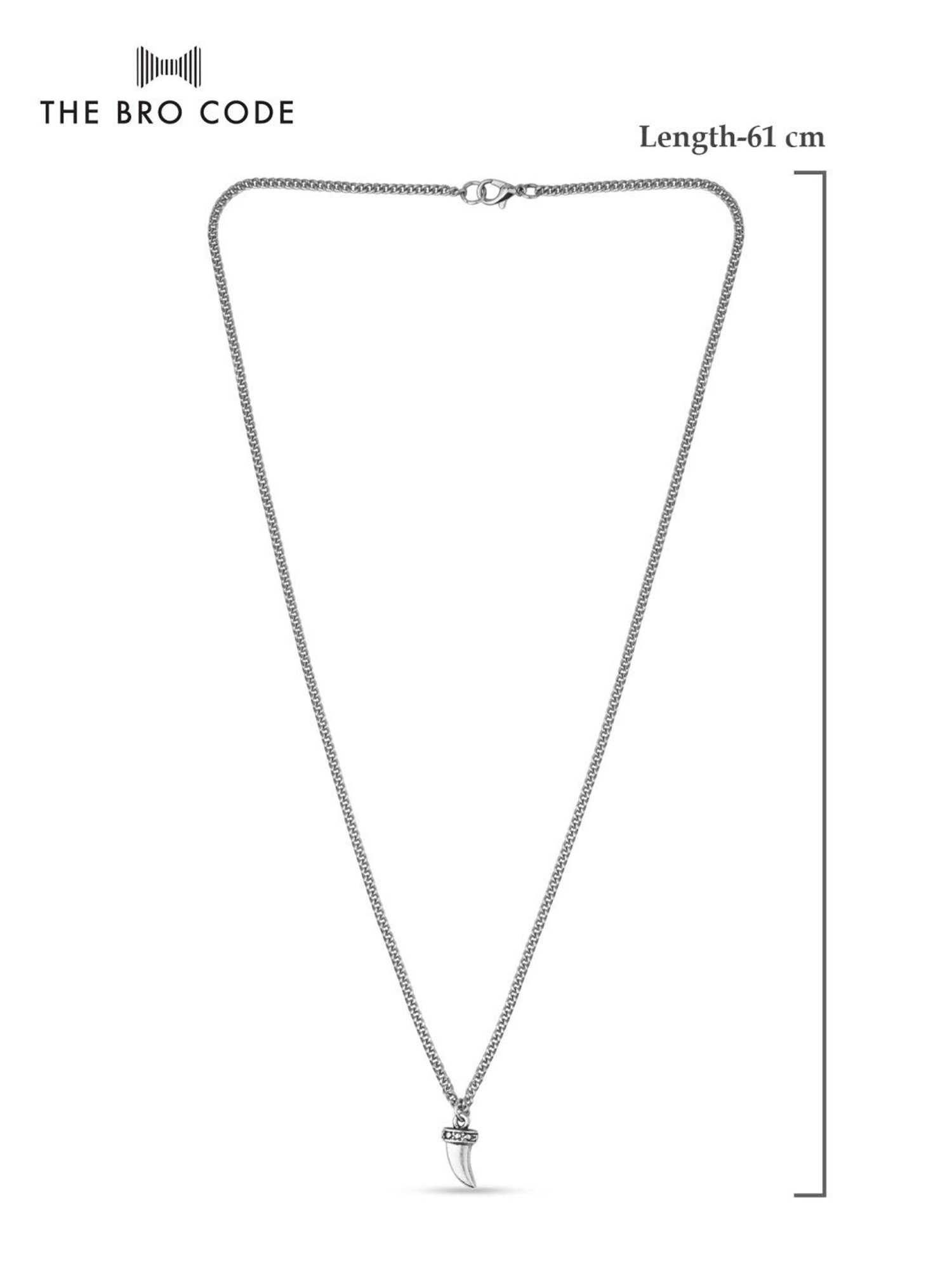 The Bro Code Silver-Plated Horn Pendant Necklace For Men