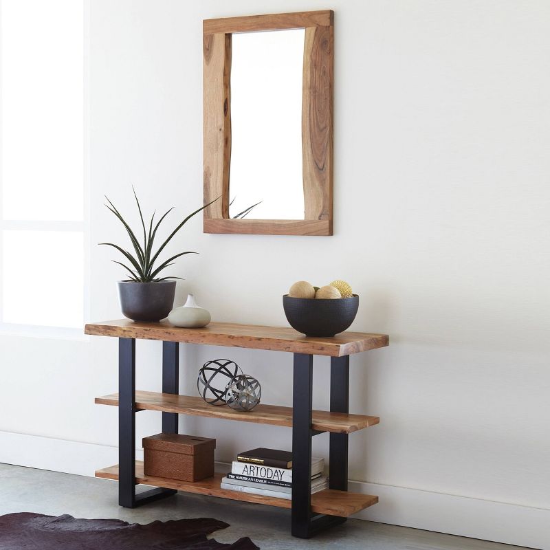 Alpine Live Edge Wood Media Console Table Natural - Alaterre Furniture