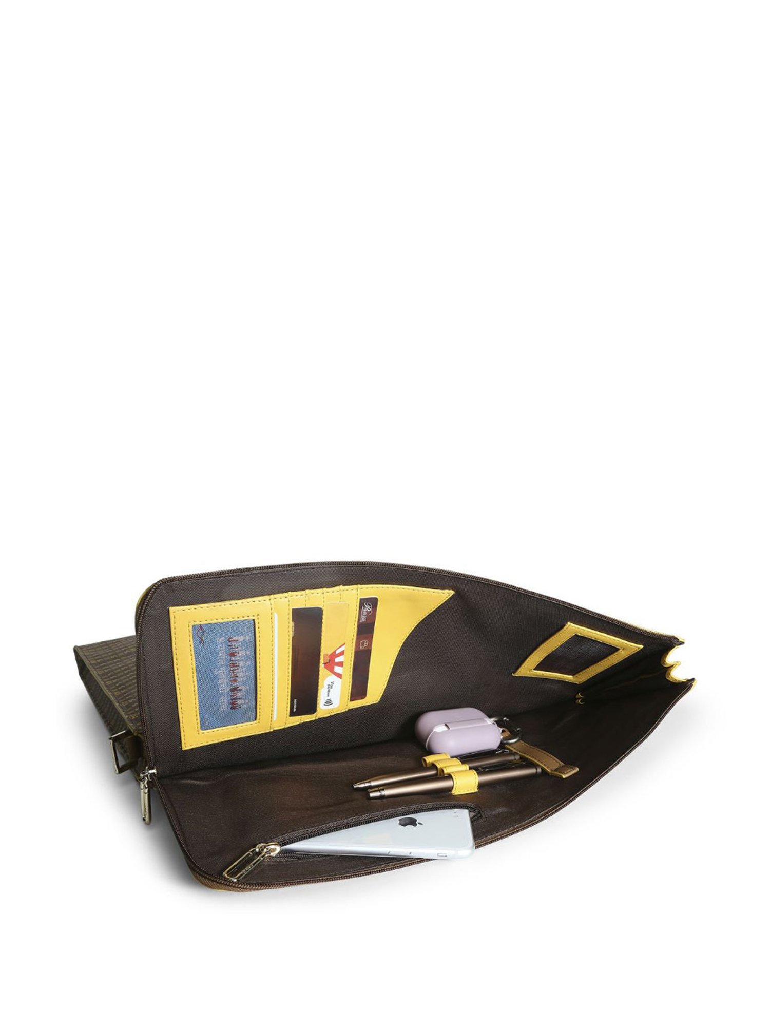 Eume Dragonfly Rubber Brown Leather Printed Laptop Sleeve