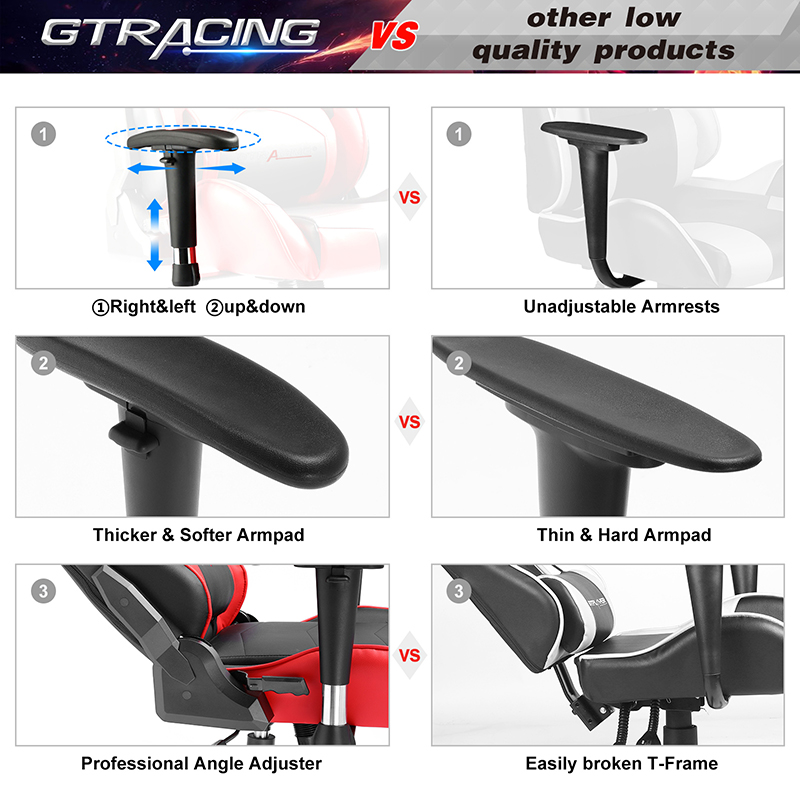 GTRACING Gaming Chair Racing Office Computer Ergonomic Video Game Chair Backrest and Seat Height Adjustable Swivel Recliner with Headrest and Lumbar Pillow Esports Chair