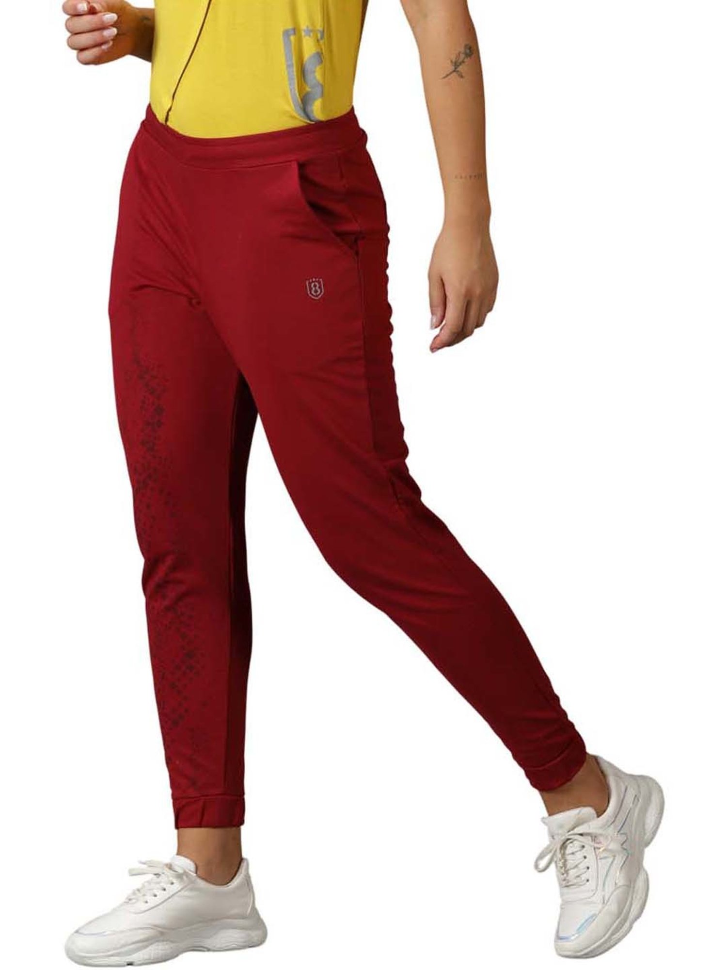 Domin8 Women Digital Print Solid Training Track Pants