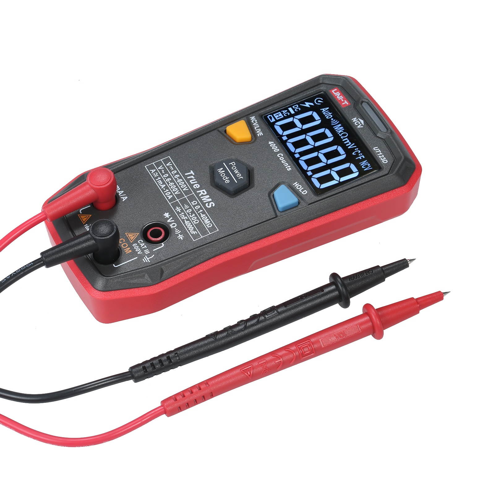 UNI-T Palm-sized Digital Multimeter AC/DC True-RMS Multimeter 4mF(4000uF) Large Capacitance Meter Auto-ranging Multi Tester with Resistance Capacitance Diode Continuity NCV Live Wire Tests