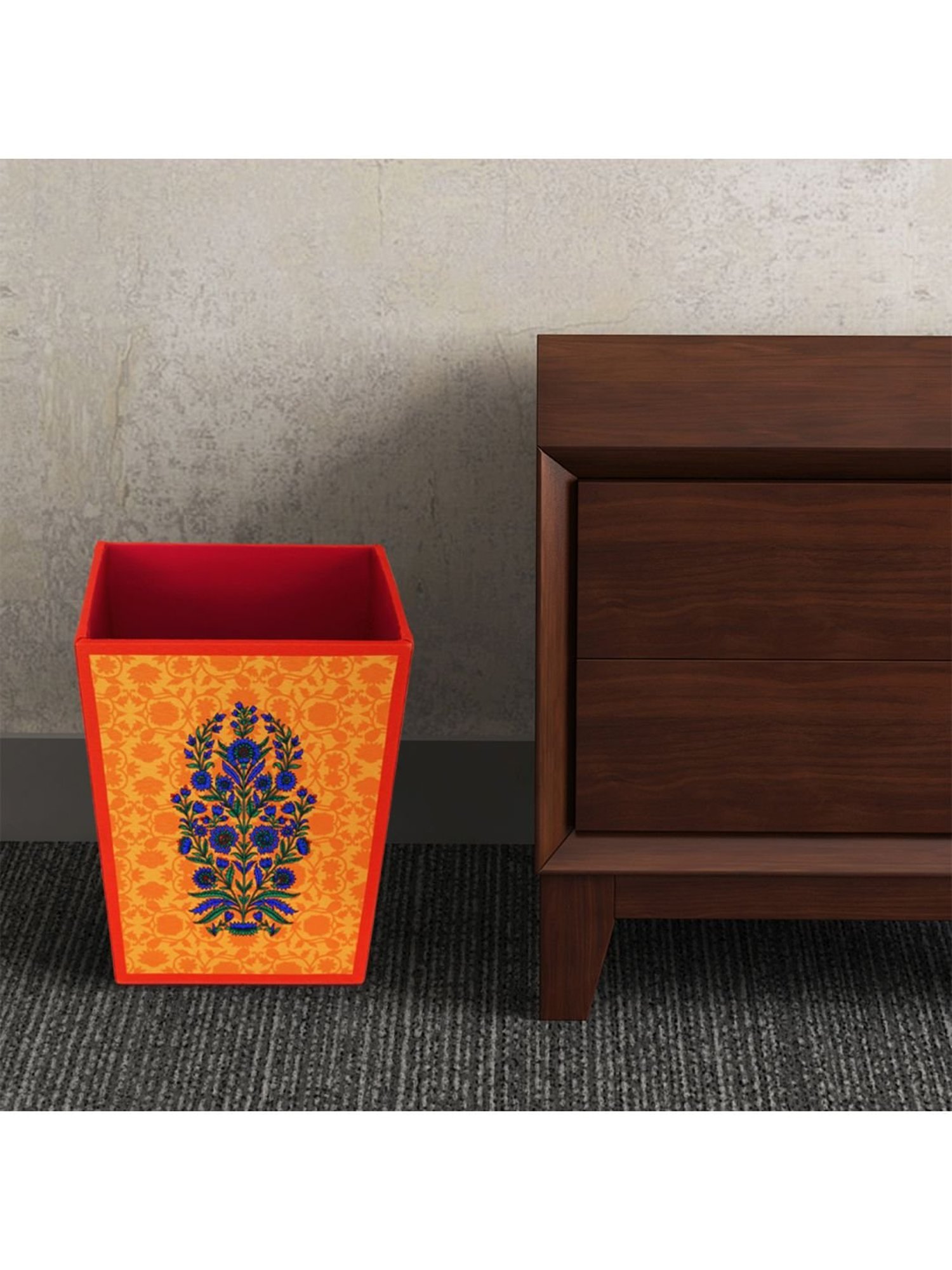 SEJ by Nisha Gupta Mustard Wooden Open Dry Bin - 11.5 Litres