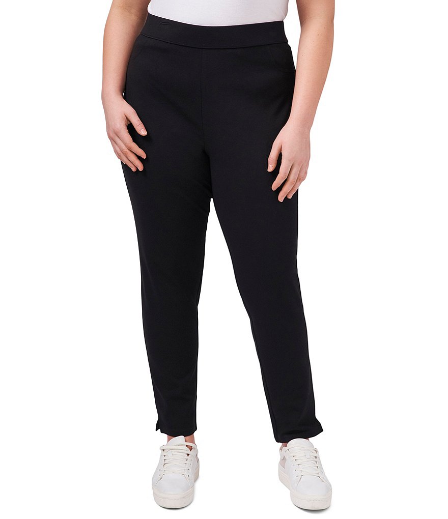 Intro Plus Size Solid Double Knit Tummy Control Leggings