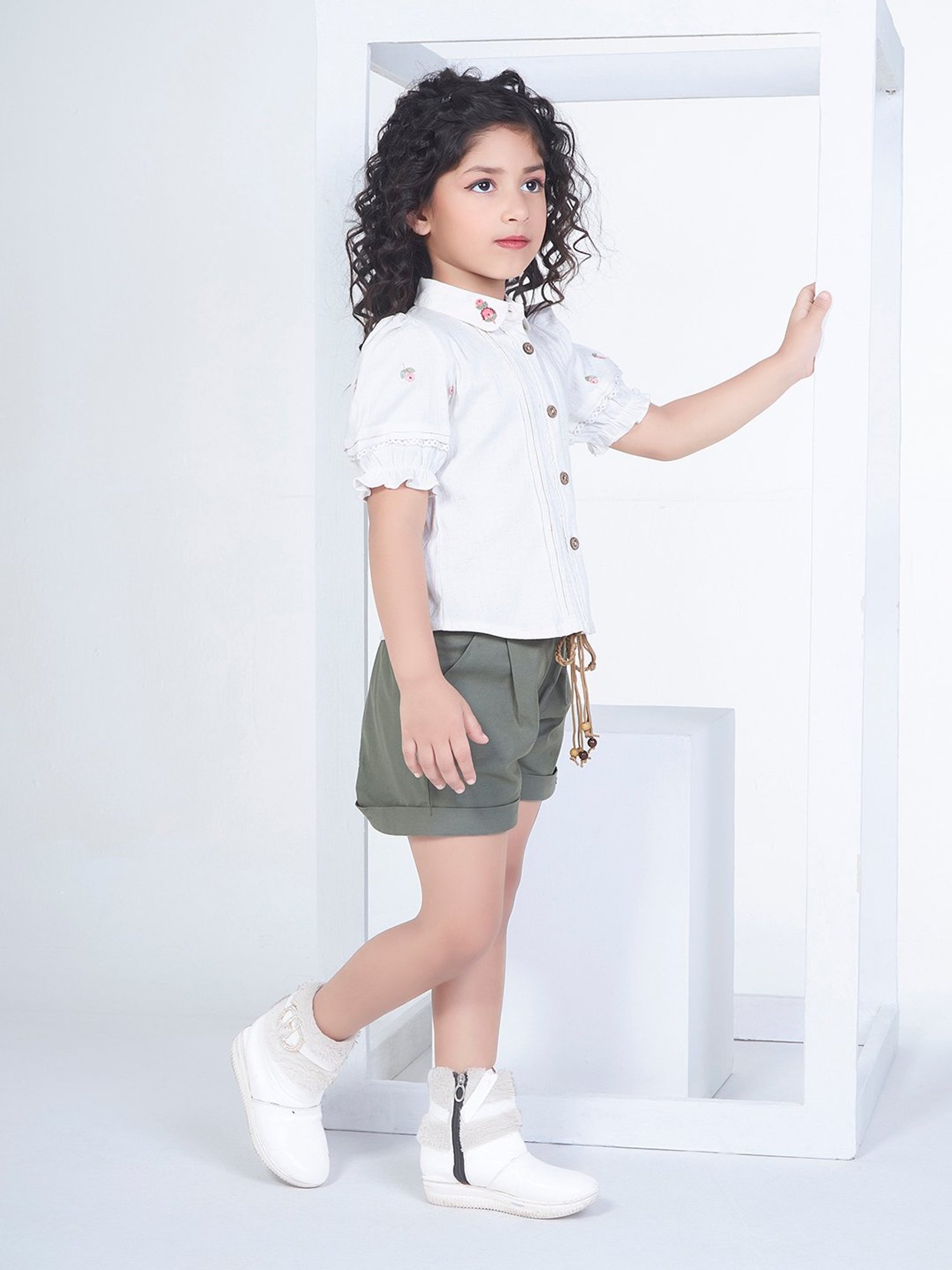 Peppermint Kids Purple & White Floral Print Top with Culottes