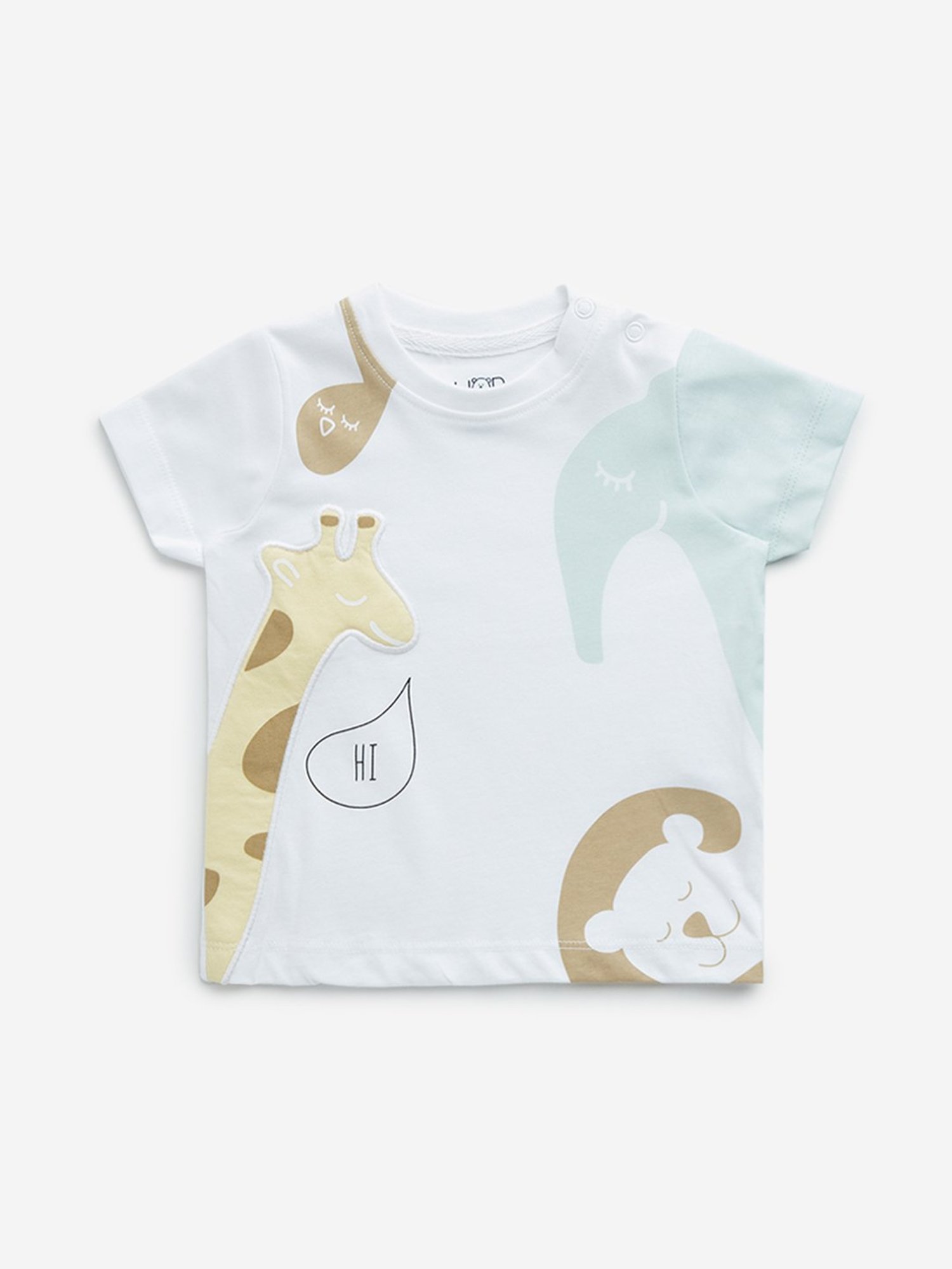 HOP Baby by Westside White Animal Printed Cotton T-Shirt