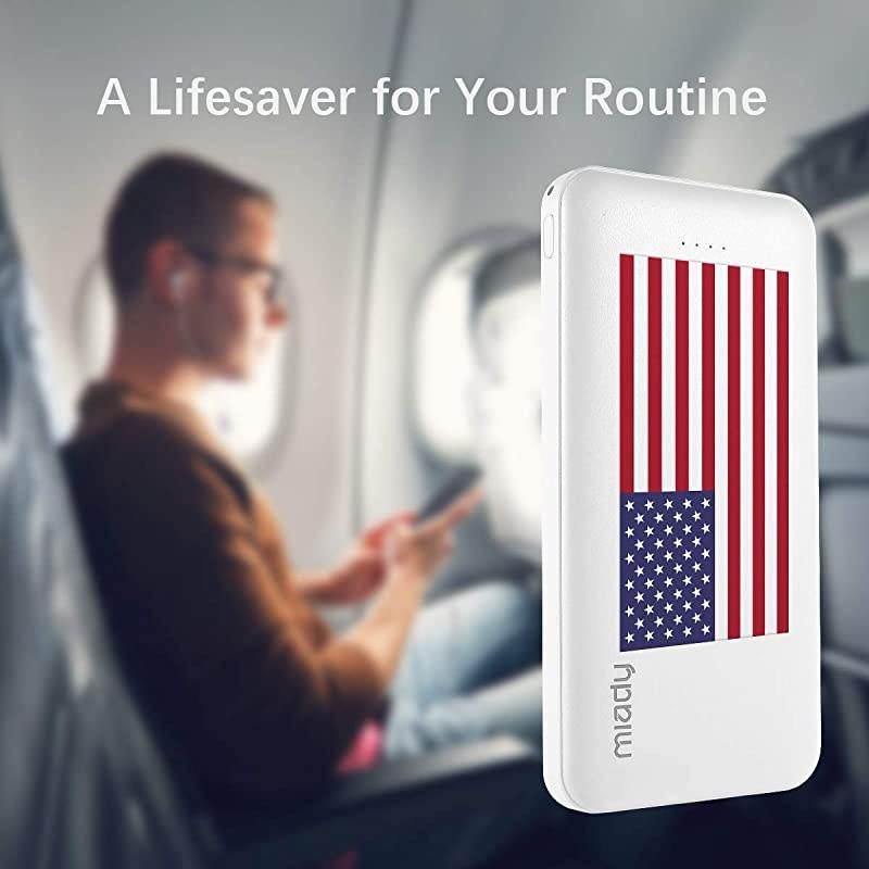 2Pack  10000mAh Dual USB Portable Charger Fast Charging Power Bank with USB C Input Backup Charger for iPhone X Galaxy S9 Pixel 3 and etc Flag Edition