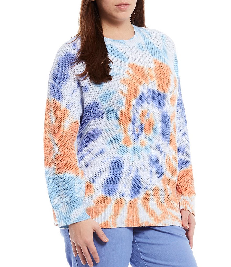 Ruby Rd. Plus Size Ombre Striped 3/4 Sleeve Button Front Long Cardigan