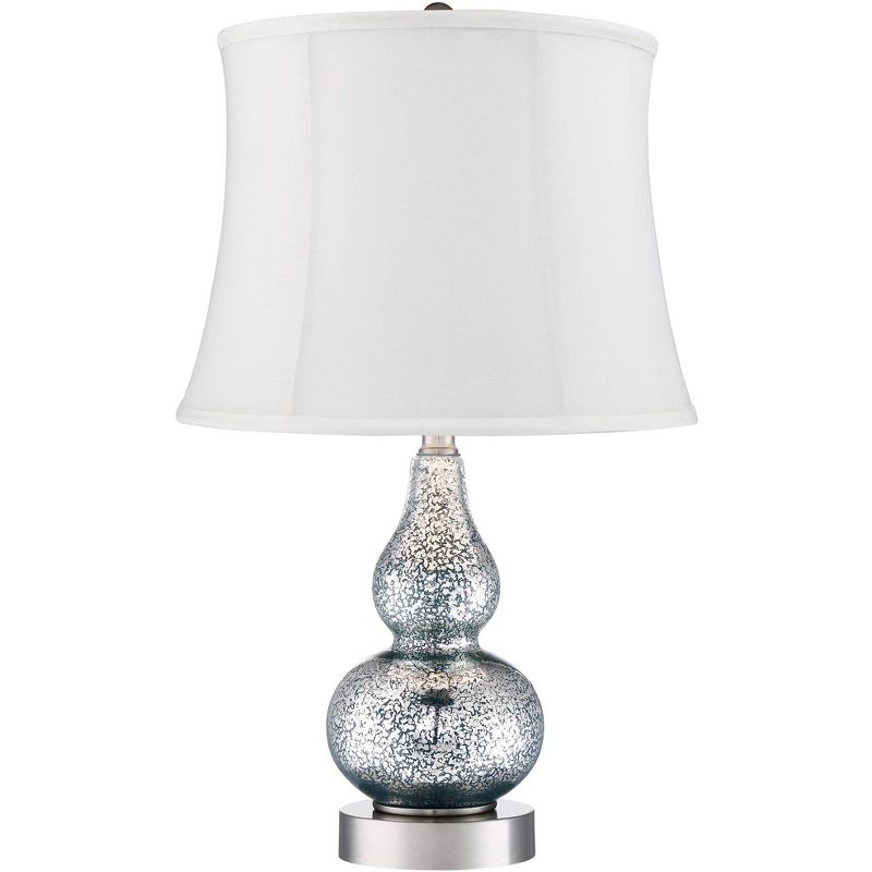 360 Lighting Castine Turquoise Glass Cream Shade USB Table Lamps Set of 2