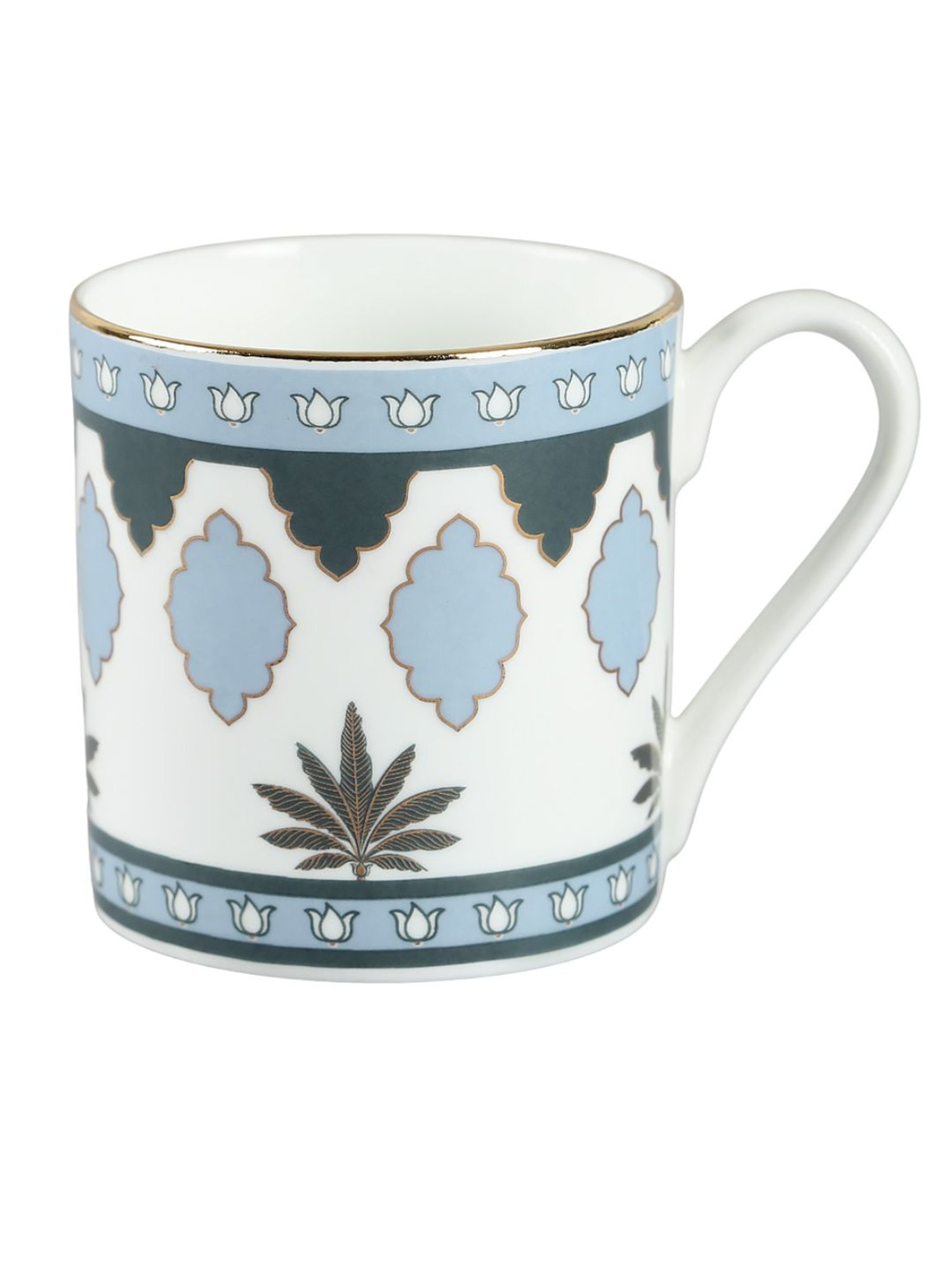 India CircusAbstract White Bone China Coffee Mug Set of 6, 220 ml With Accented and 22 Carat Gold