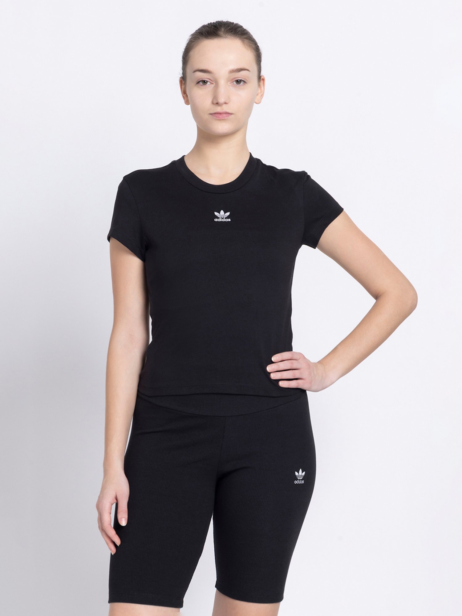 Adidas Originals Black Cotton Round Neck T-Shirt