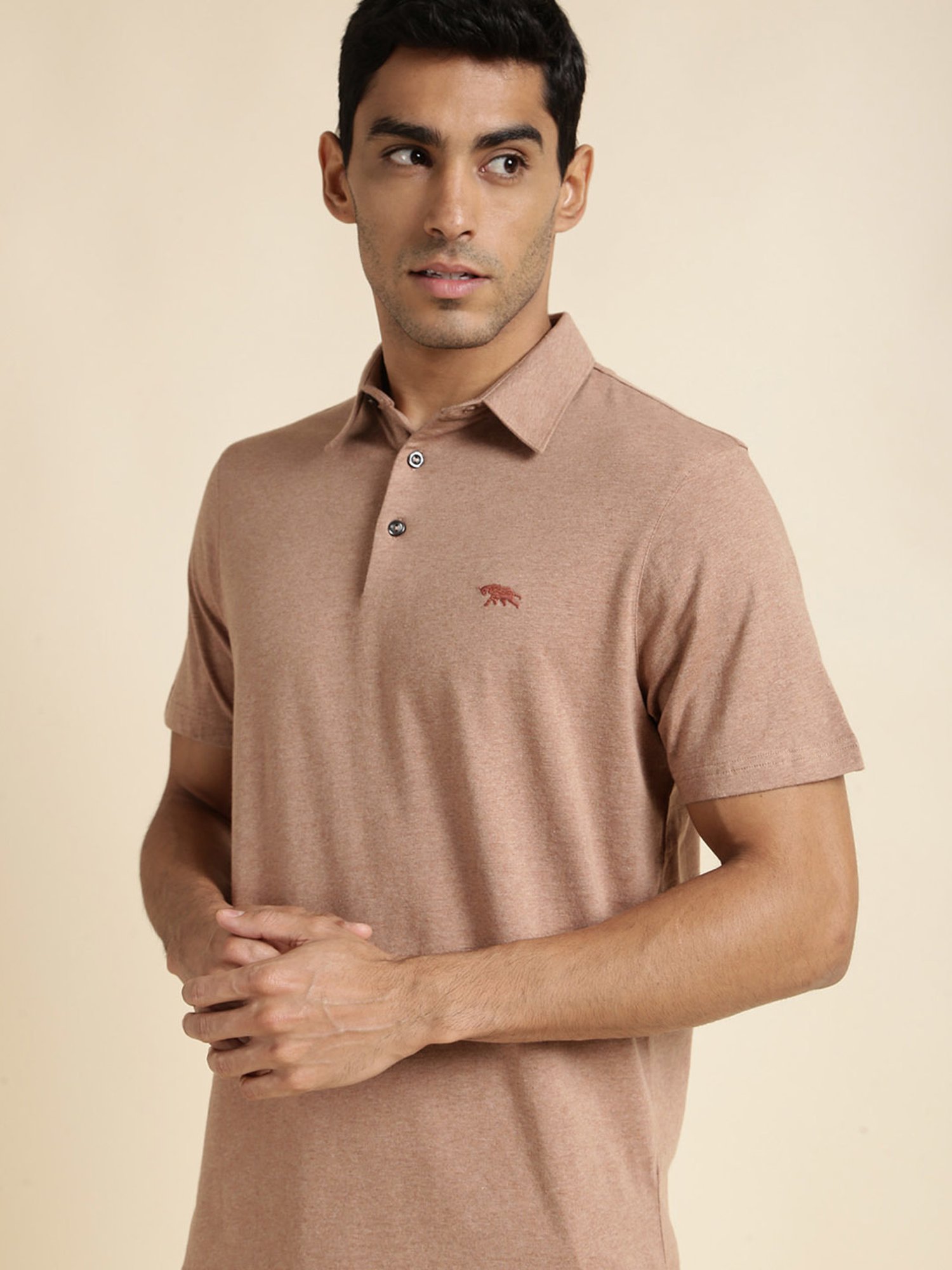 Andamen Khaki Regular Fit Polo T-Shirt
