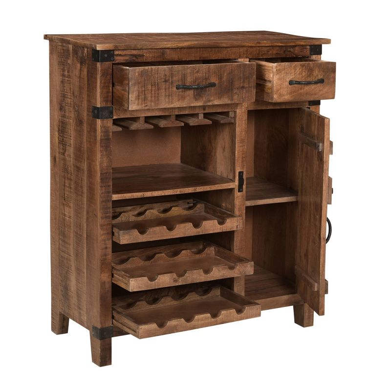 Aberdeen 1 Door and 2 Drawer Wine Cabinet Brown - Treasure Trove Accents