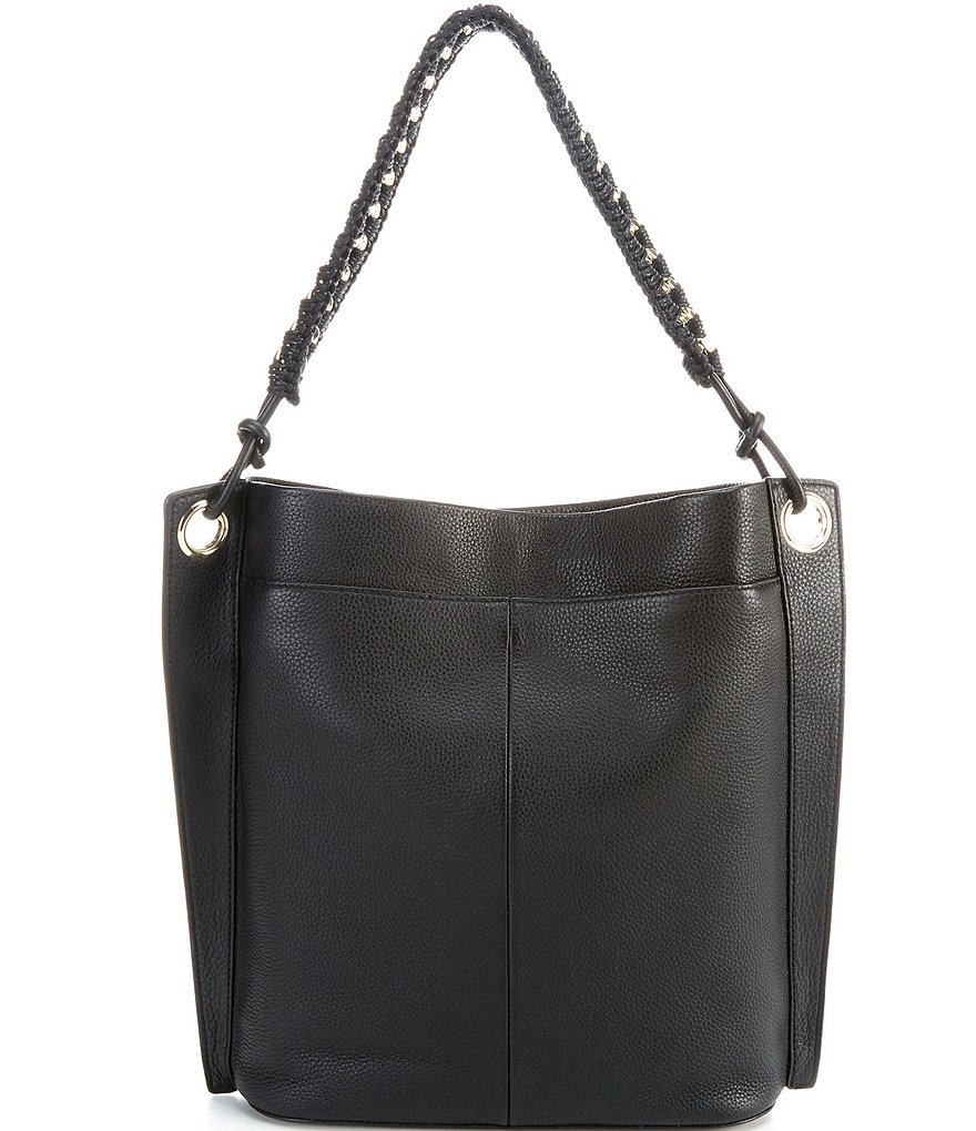 Vince Camuto Lenza Leather Crochet Strap Hobo Bag