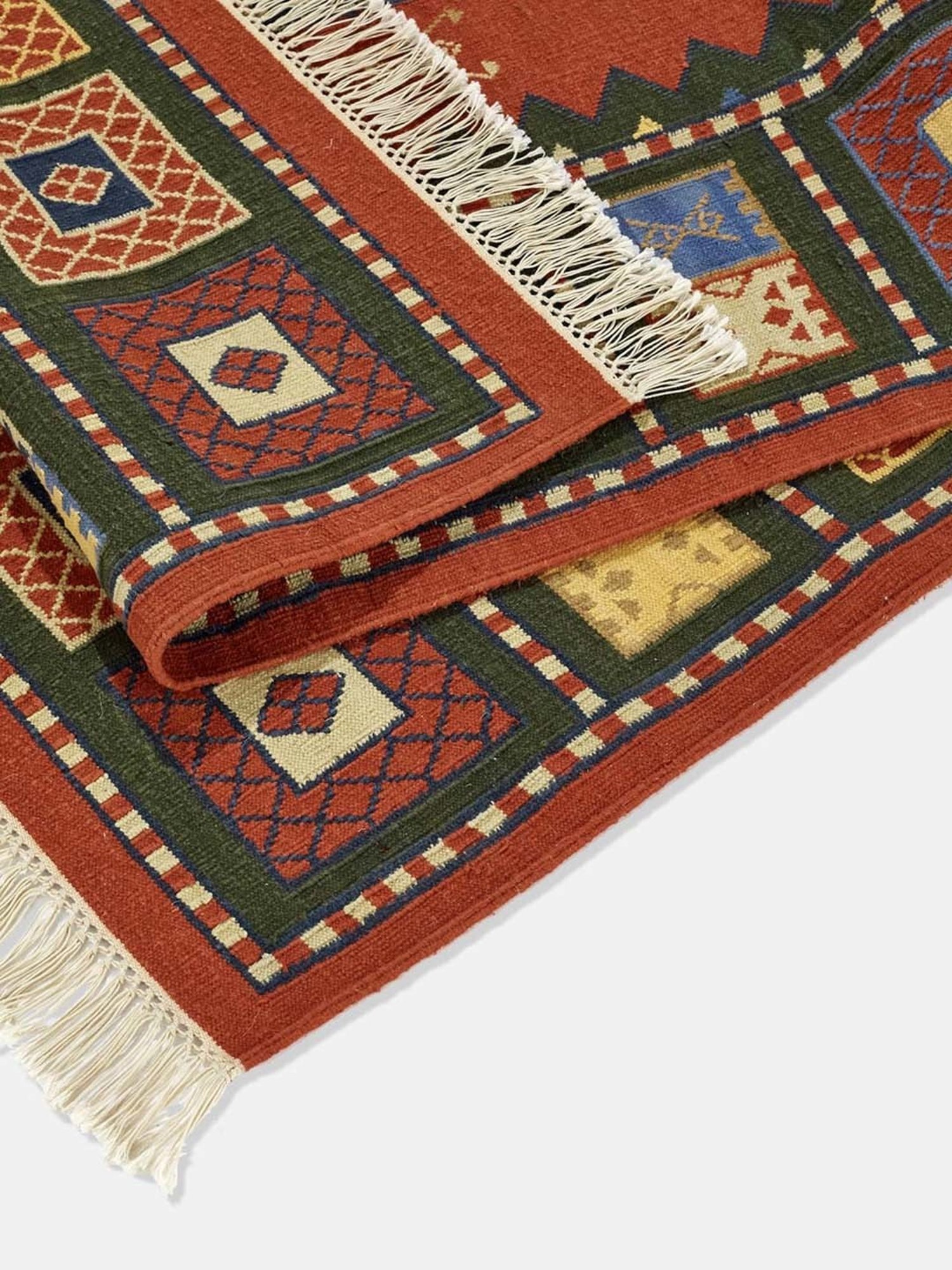 Fabindia Panja Red Cotton Panja Dhurrie