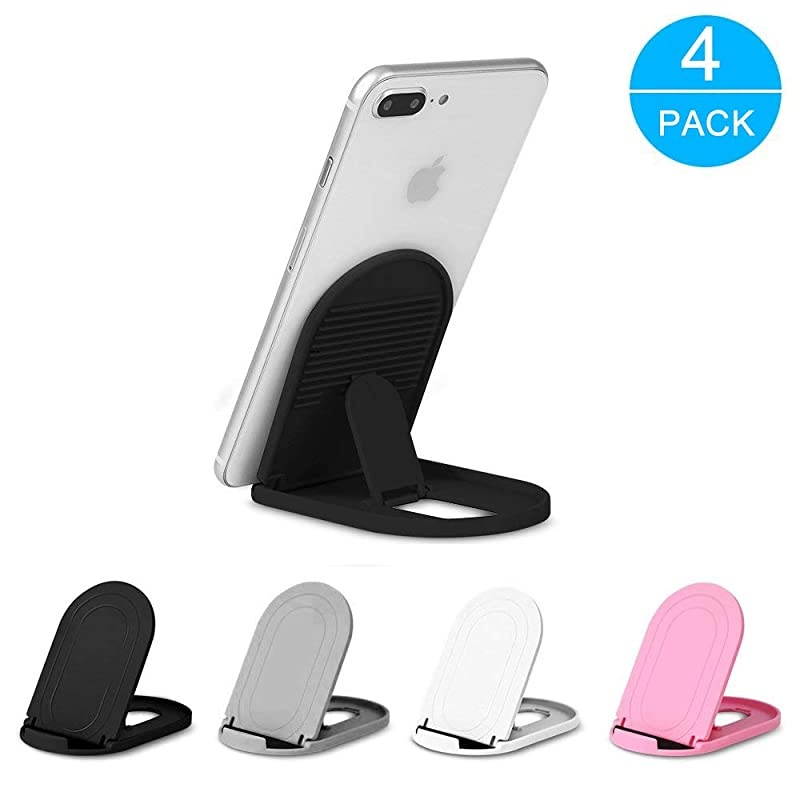 Cell Phone Stand 4Pack,  Portable Foldable Desktop Cell Phone Holder Adjustable Universal Multi-Angle Cradle for Tablet iPad Mini iPhone X/xr/xs max Samsung Galaxy, Black, White, Pink