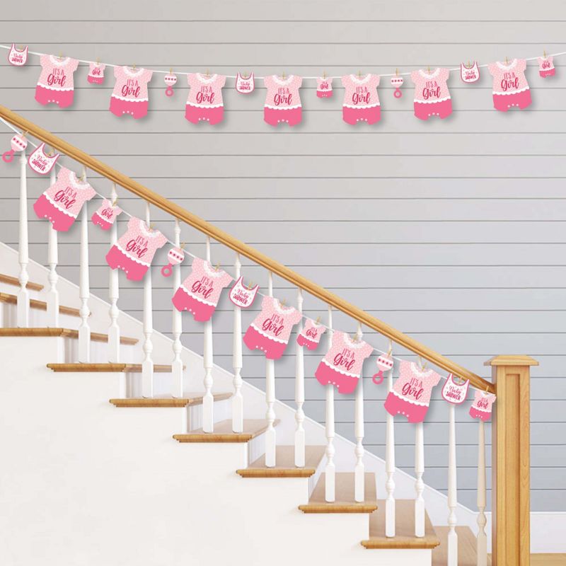 Big Dot of Happiness Hello Little One - Pink and Gold - Table Decorations - Girl Baby Shower Fold and Flare Centerpieces - 10 Count