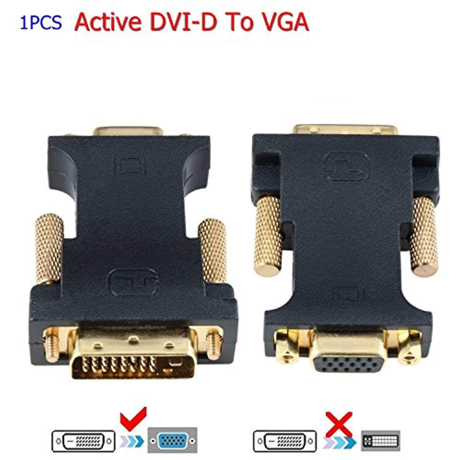 CableDeconn DVI VGA Adapter, Active DVI-D 24+1 to VGA Link Video Adapter Cable Converter for PC DVD Monitor HDTV