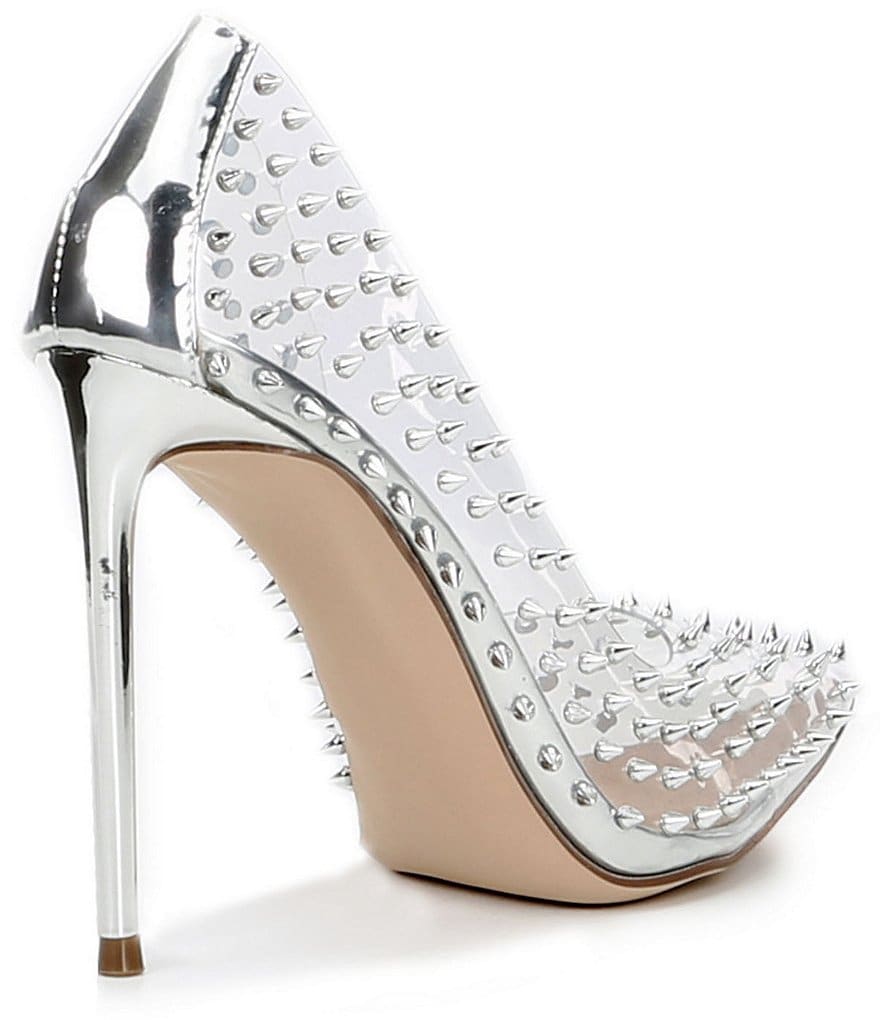 Steve Madden Vala Clear Studded Metallic Stiletto Heel Pumps