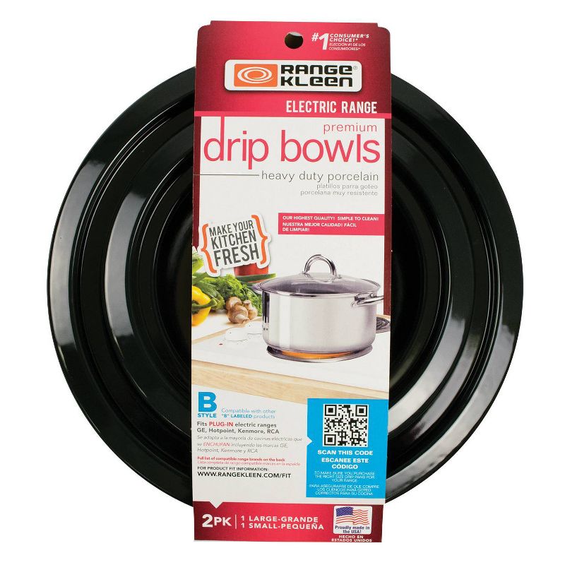 Range Kleen 2pc Porcelain Style B Drip Bowls Black