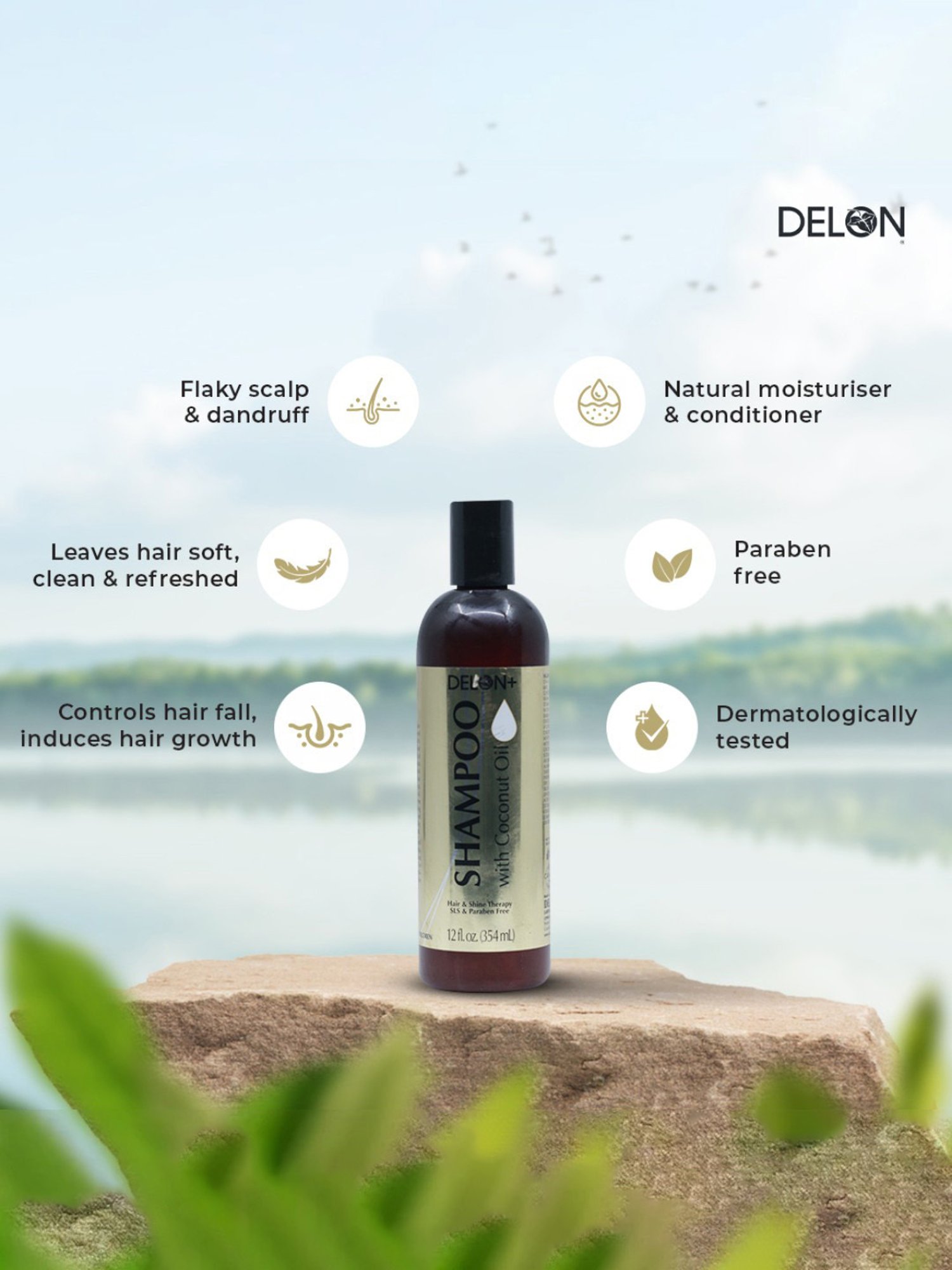 Delon Shampoo with Coconut Oil - 354 ml
