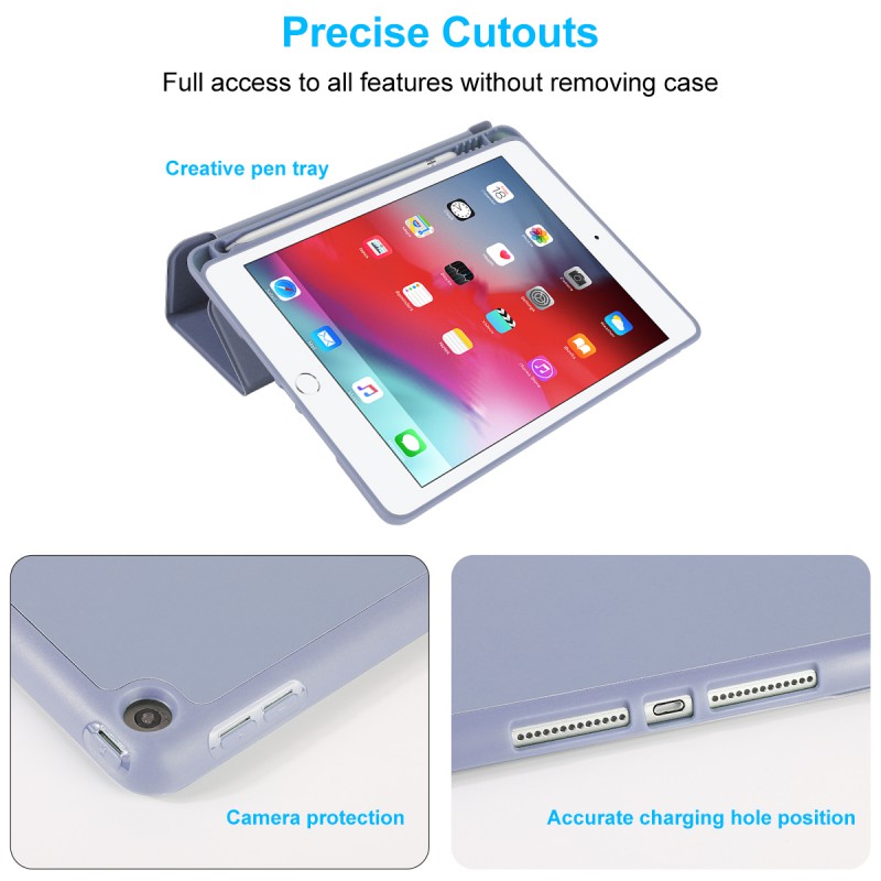 For IPad 10.2 Inch Case, Ultrathin Trifold PU Leather+Soft Silicone Stand Cover With Pencil Holder, Auto Sleep/Wake For IPad 8th 2020 / IPad 7th 2019 10.2 Inch