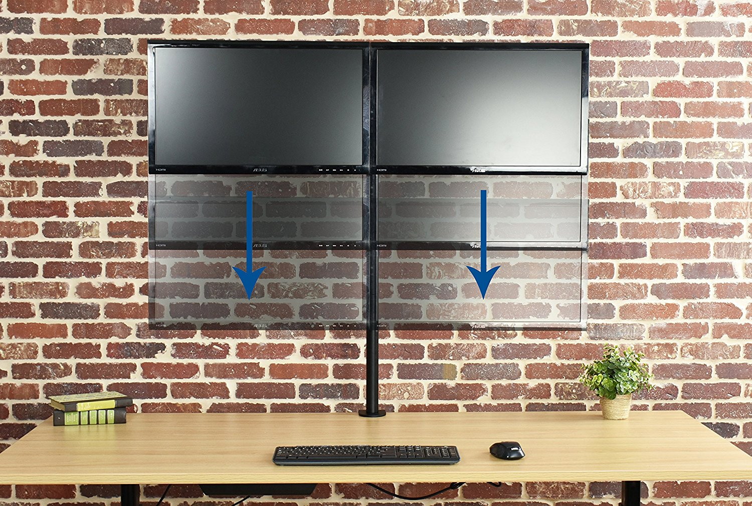 VIVO Dual LCD Monitor Desk Mount Stand Heavy Duty Fully Adjustable Fits 2 Screens up to 27" (STAND-V002)