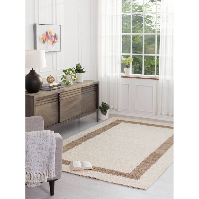 8'x10' Whippoorwill Jute Area Rug Ivory & Tan - Anji Mountain